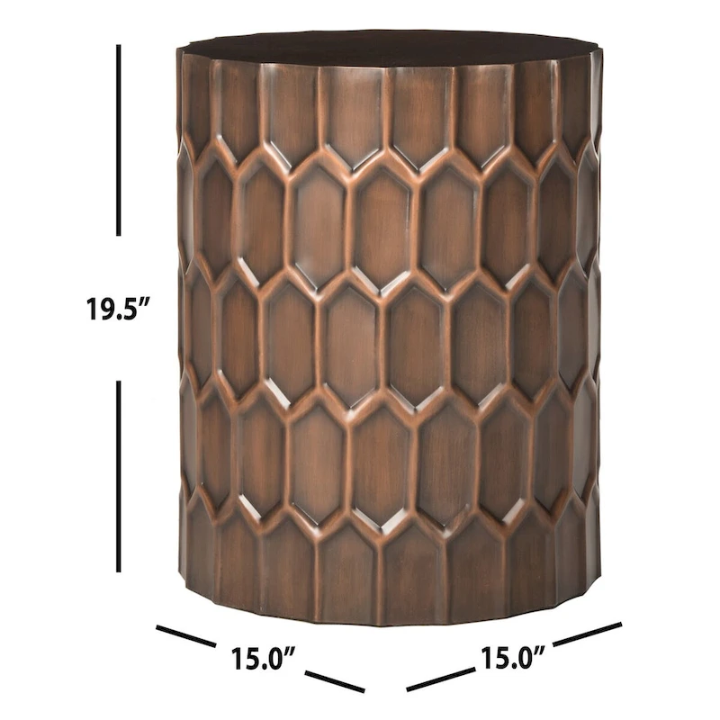 SAFAVIEH Thomasina Antique Copper Side Tables - 15 x 15 x 19.5 - 15Wx15Dx20H