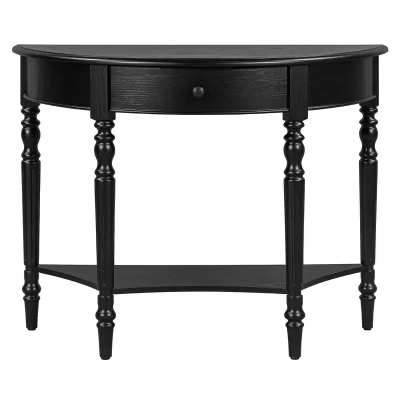 Polibi Farmhouse Crescent Entry Console with Drawer & Shelf
