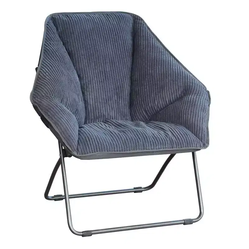 Hexagon Folding Dish Chair with Wide Corduroy Cushion & Steel Frame, 32