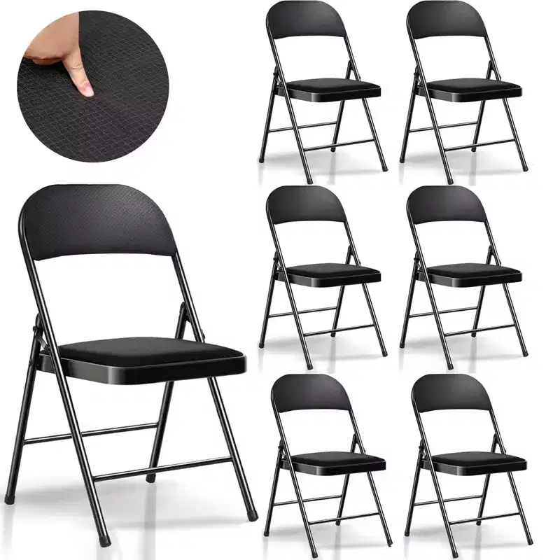 SUGIFT 6 Pack Fabric Padded Folding Chair Portable Dining Chairs , Black