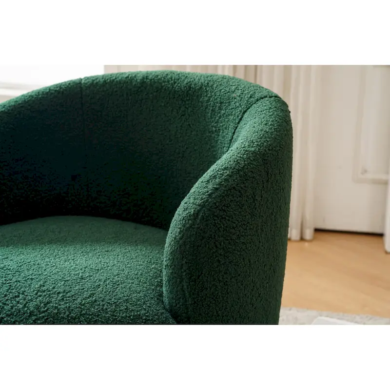 Green Modern 25.6 Swivel Barrel Chair with Metal Ring