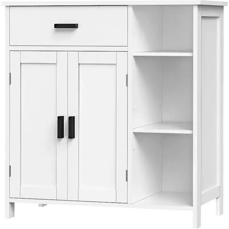 Bathroom Cabinet, Floor Storage Cabinet with Doors and Shelves, Coffee Bar Cabinets with Drawer
