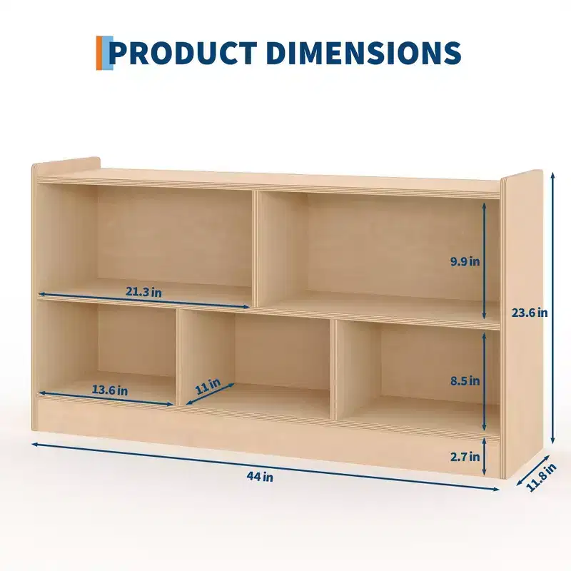 2-Tier Kids Bookshelf & Toy Storage Organizer, 5-Section Open Shelving Wooden Toddler Bookcase Cubby Cabinet for Playroom, Nursery & Classroom