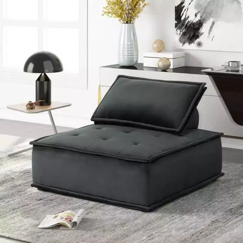 HOMLUX Anna Velvet Armless Lounge Chair
