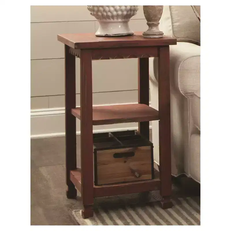 Country Cottage 2 Shelf Wood End Table Antique Finish - Alaterre Furniture