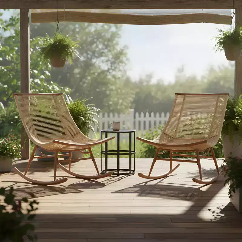 Christopher Knight Home Laure Modern Metal Patio Seating Set with Rocking Chairs and Ceramic Tabletop