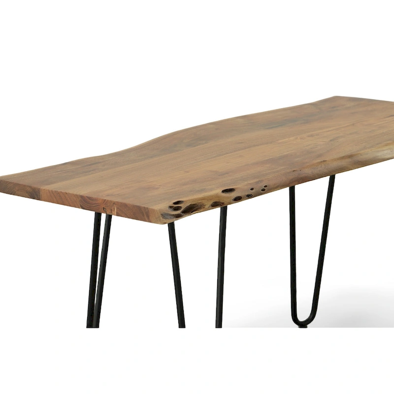 Carolina Living Seti Live Edge Coffee Table/Bench - Elm Top - Gold Base
