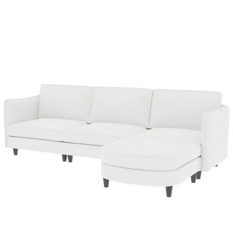 Homy Casa Modern L-Shaped Sectional Sofa with Chaise Lounge and Soft Cushions, for Living Room or Apartment, Beige