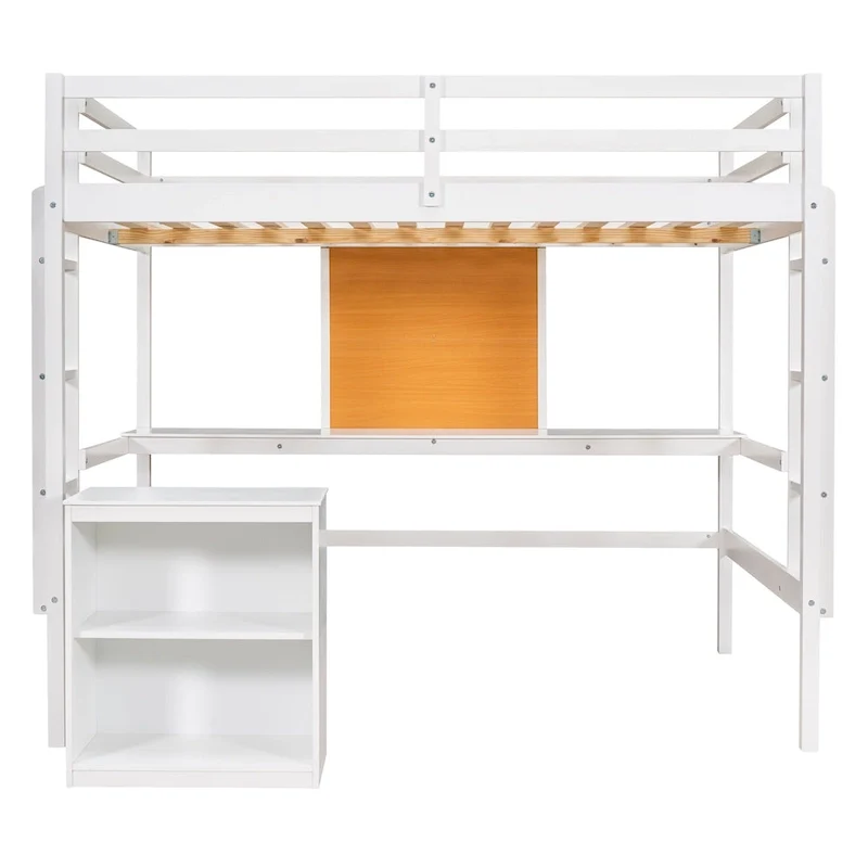 Full Pine Loft Bed with Desk and Writing Board