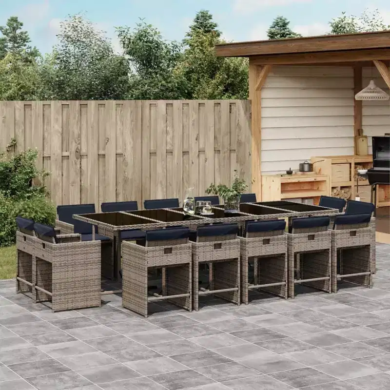 vidaXL Patio Dining Set Set of 14 Gray