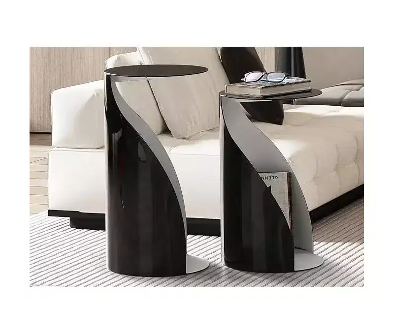 HomeStock 15 in.H Black Color Round Metal Table Top End Table 1 -piece