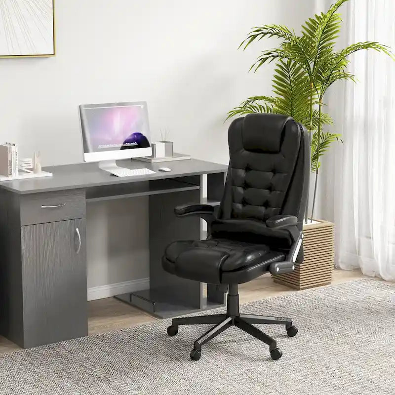 High Back Vibration Massage Office Chair with 6 Vibration Points, Beige