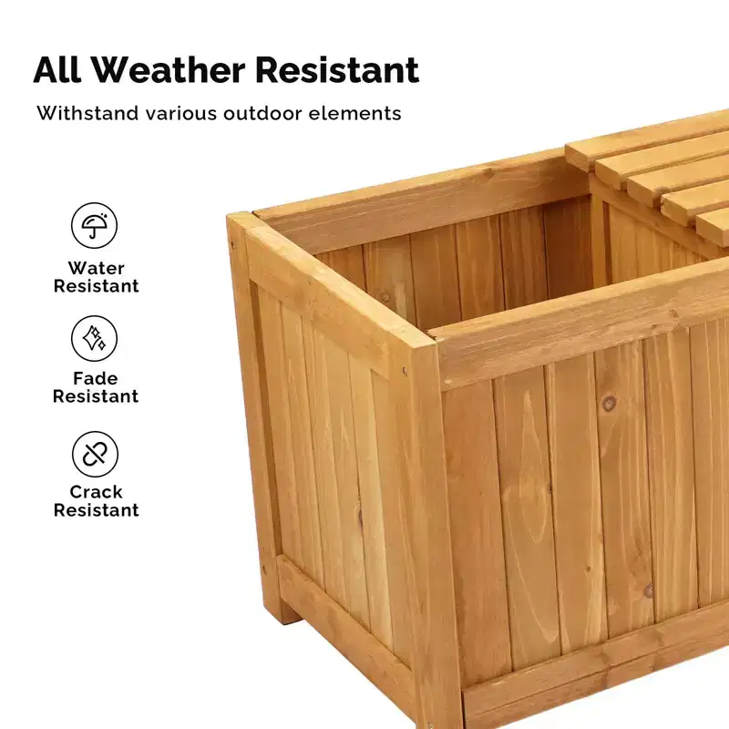 Karl Home | 2-in-1 Outdoor Wood Bench with 2 Raised Garden Bed