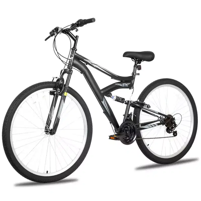 hykolity 27.5 inch Mountain Bike MTB Outdoor Bicycle Cycling 18 Speed Sport Bikes Trail Off Road Full Suspension for Adult Men Unisex Black