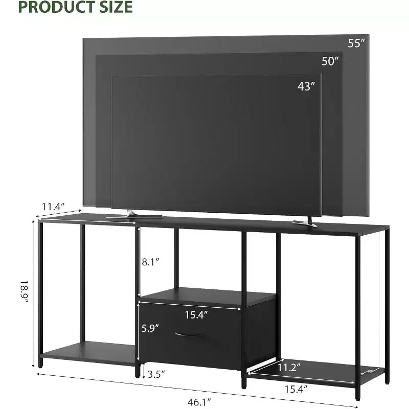LED TV Stand for TVs up to 55, Entertainment Center with LED Lights & Open Storage Shelves, Modern Media Console for Living Room, Bedroom