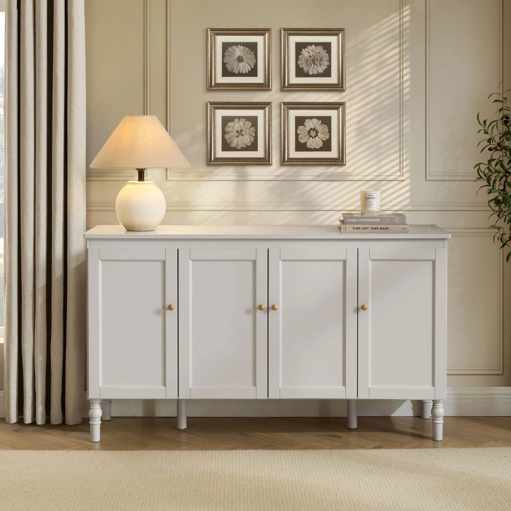 Classic Stone Grey Painted Sideboard with 4 Doors for Living Room