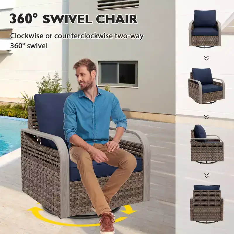 EAGLE PEAK Rocking Chair, Swivel Rocker, Rattan Patio Furniture, 1 Chair