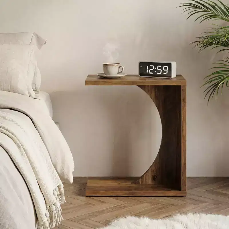 MAYEERTY C-Shaped End Table, Sofa Side Couch Table for Living Room Bedroom