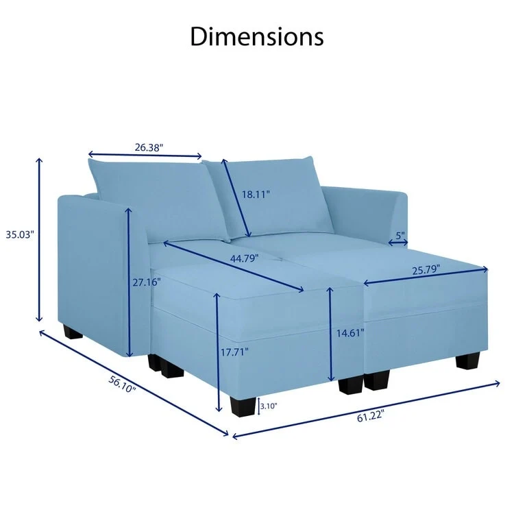 Modern DIY Collection - Convertible Modular Sectional Sofa - Linen Sofa Couch for Living Room Apartment Office