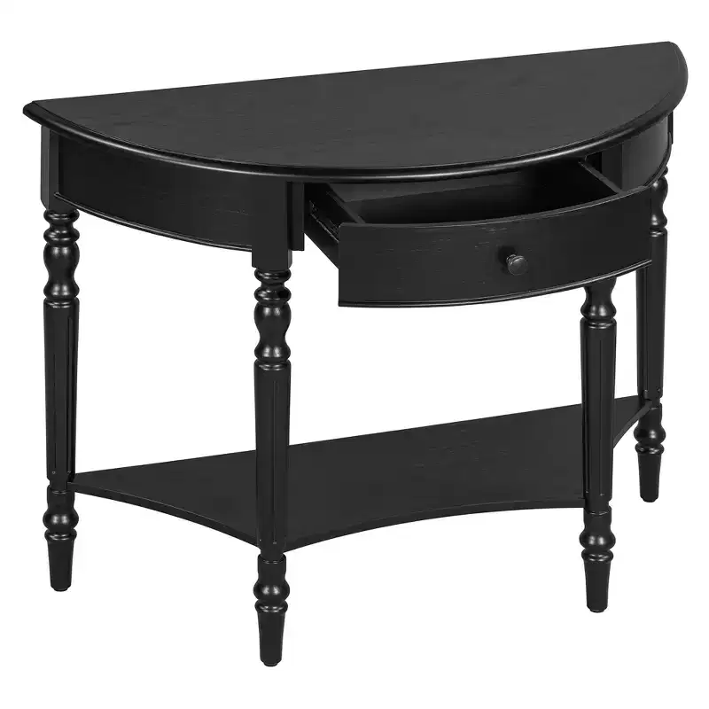Polibi Farmhouse Crescent Entry Console with Drawer & Shelf