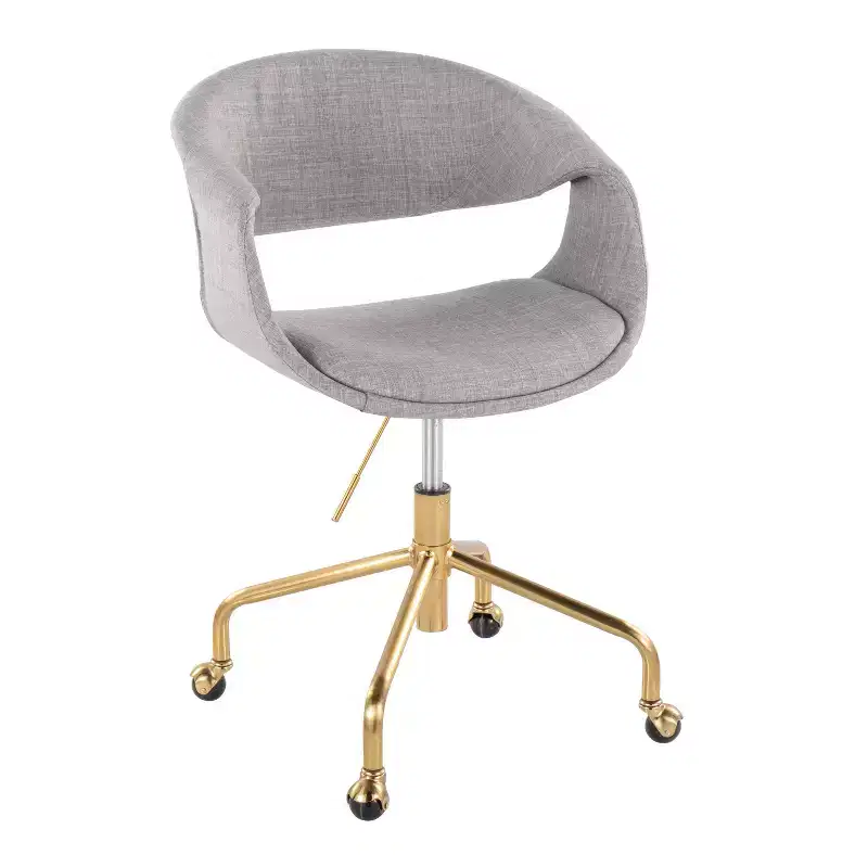 LumiSource Curvo Upholstered 4-Stars Task Chair Gold/Gray Fabric