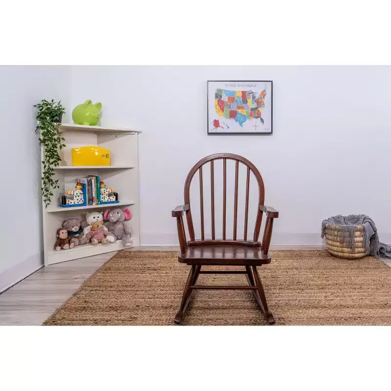 Windsor Back Rocking Kids' Chair, Cherry, Natural Rubberwood