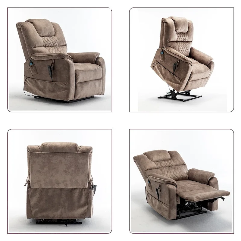35.5W Dual Electric Power Lift Recliner,Massage&Heat,180 degrees