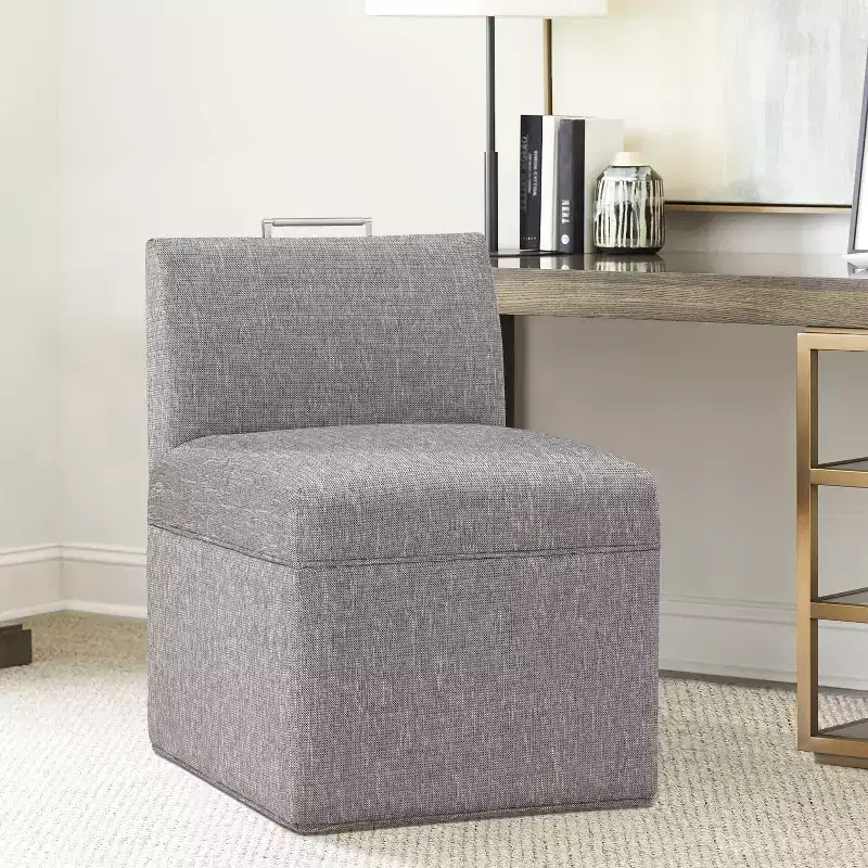 Comfort Pointe Delray Caster Chair Ashen Gray: Upholstered, Metal Legs, Foam Filled, No Assembly Required