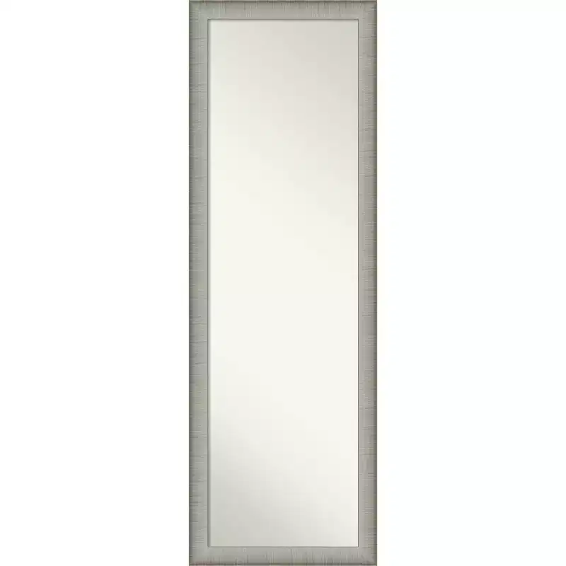 17" x 51" Elegant Brushed Framed On the Door Mirror Pewter - Amanti Art: Polystyrene Frame, Includes Mounting Hardware