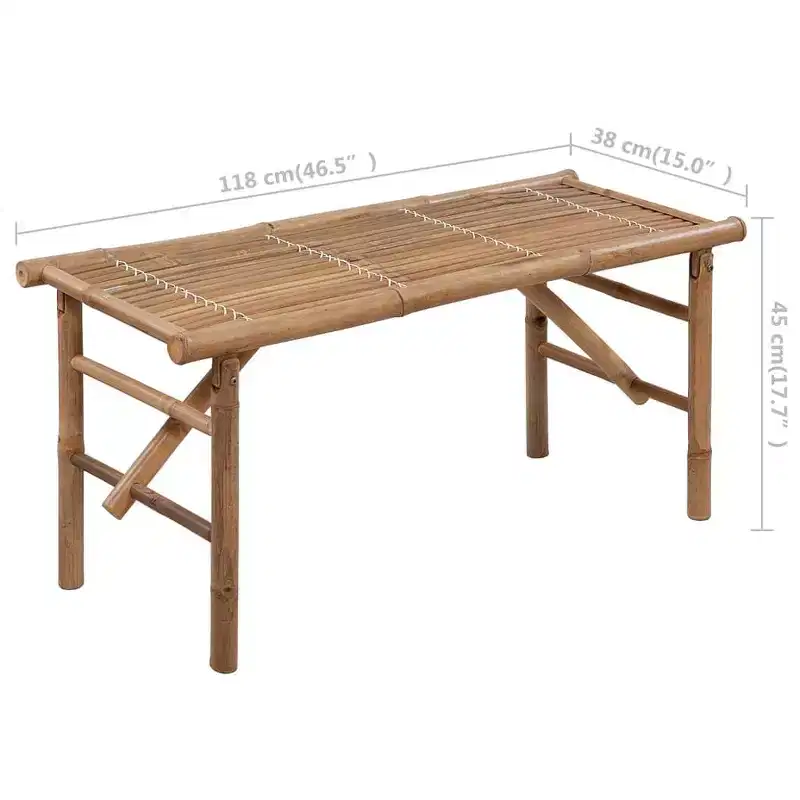 vidaXL Garden Bench Natural Bamboo Bamboo Medium Foldable Garden Bench