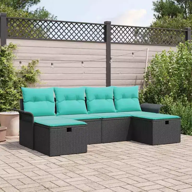 vidaXL Garden Sofa Set 6 pcs Brown and Red 251 x 117 x 85 cm