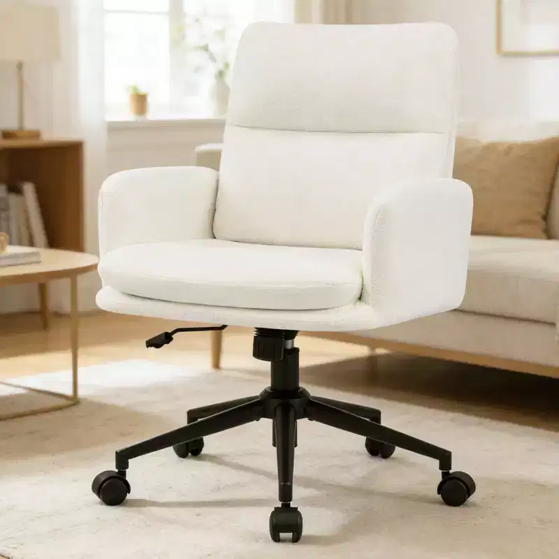 Modern Home Office Desk Chair with High Backrest, Chenille Upholstered Accent Chair
