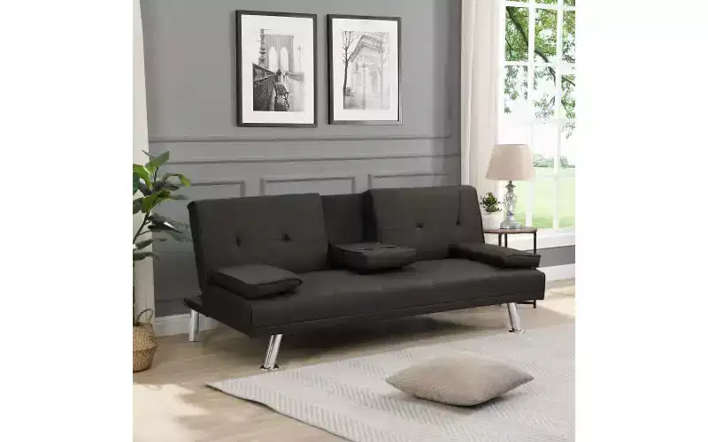 Convertible Sofa Bed Adjustable Sofa Double Sofa Removable Armrests Stainless Steel Legs,