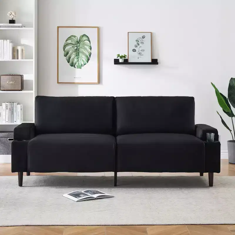 81 Modern Loveseat Sofa, Small Couches with Cup Holder & Storage Bag, Easy to Install, 3-Seater Deep Seating, for Apartment, Bedroom, Dorm