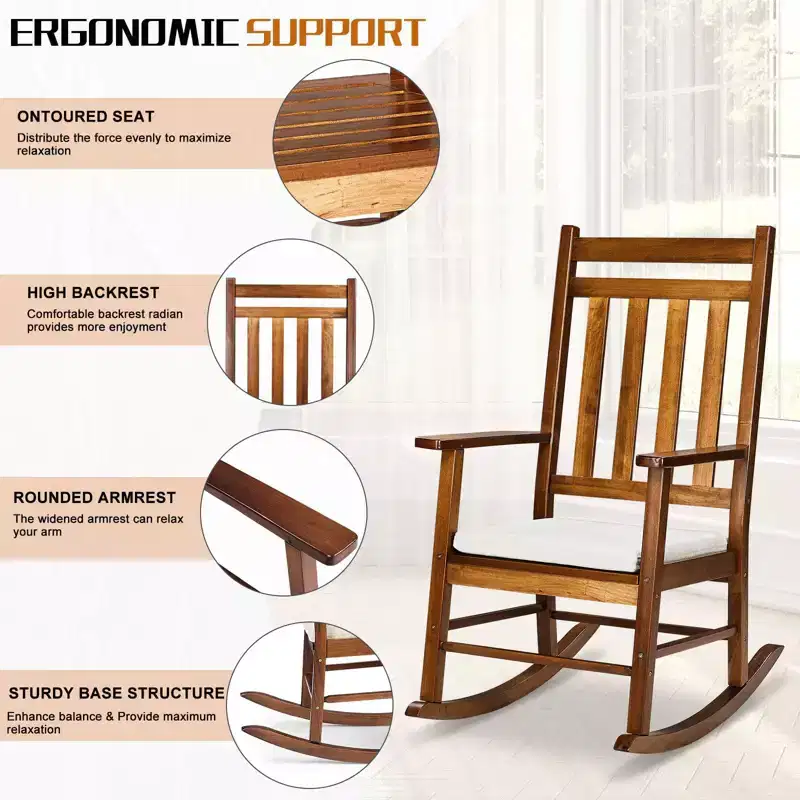 Karl Home | Solid Wood Patio Rocking Chair