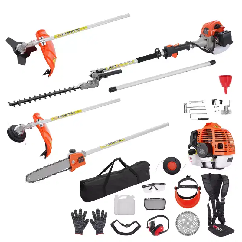 VEVOR 52CC 6-in-1 Multi-Functional Trimming Tools,Gas Hedge Trimmer, Weed Eater,String Trimmer,Brush Cutter,Edger, Pole Saw Chainsaw Pruner, Orange