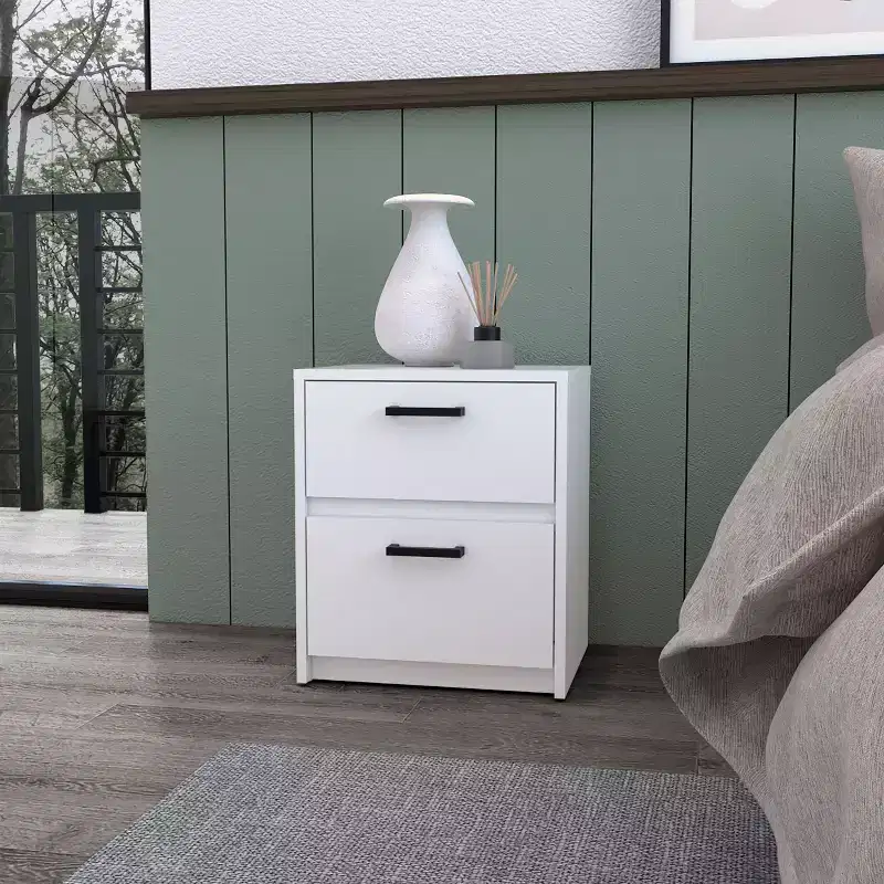 Myrtle 2 Stylish Functional 2 Drawer Nightstand for Bedroom Living Room