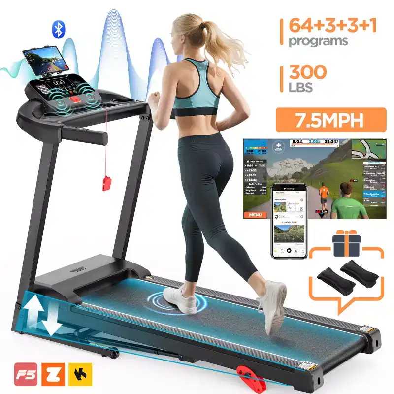 Treadmill on Sale,Treadmills Clearance,Portable Treadmill for Home Use, 71Programs, Music Speakers,Running Walking Jogging,Knee Strap Gift