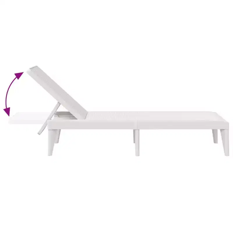 vidaXL Sun Lounger White Polypropylene Medium Multi-Position Backrest