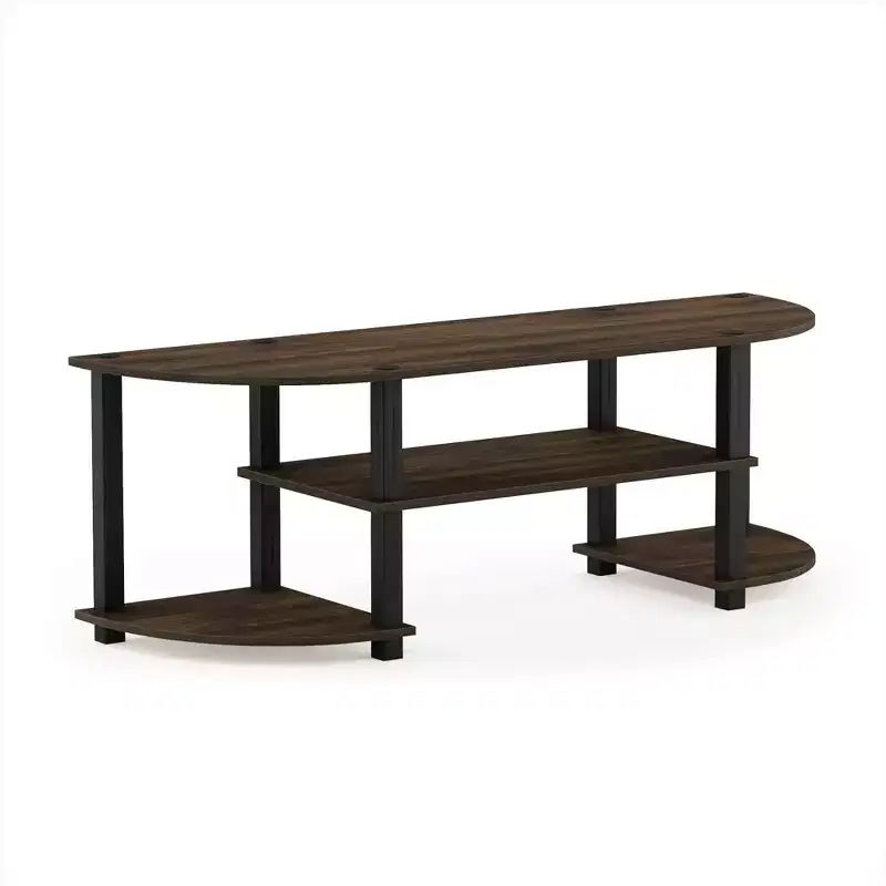 Wide TV Stand Entertainment Center for TV's up to 55 with Open Bookcases Shelves Columbia Walnut/Black