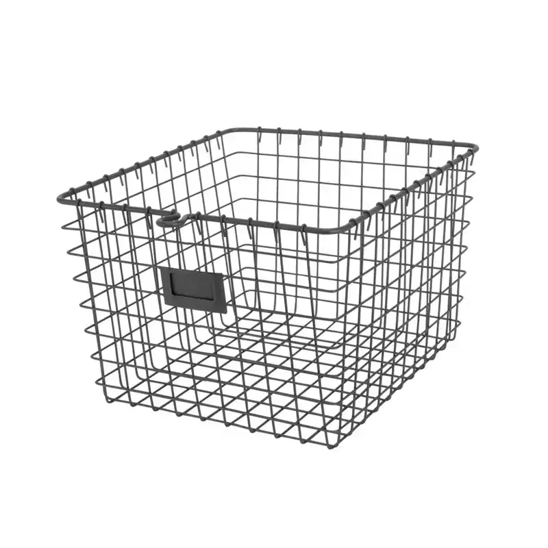 Medium Storage Basket Dark Gray: Metal Utility Cabinet, Portable Universal Organizer, 16"x11.1"x12.25"