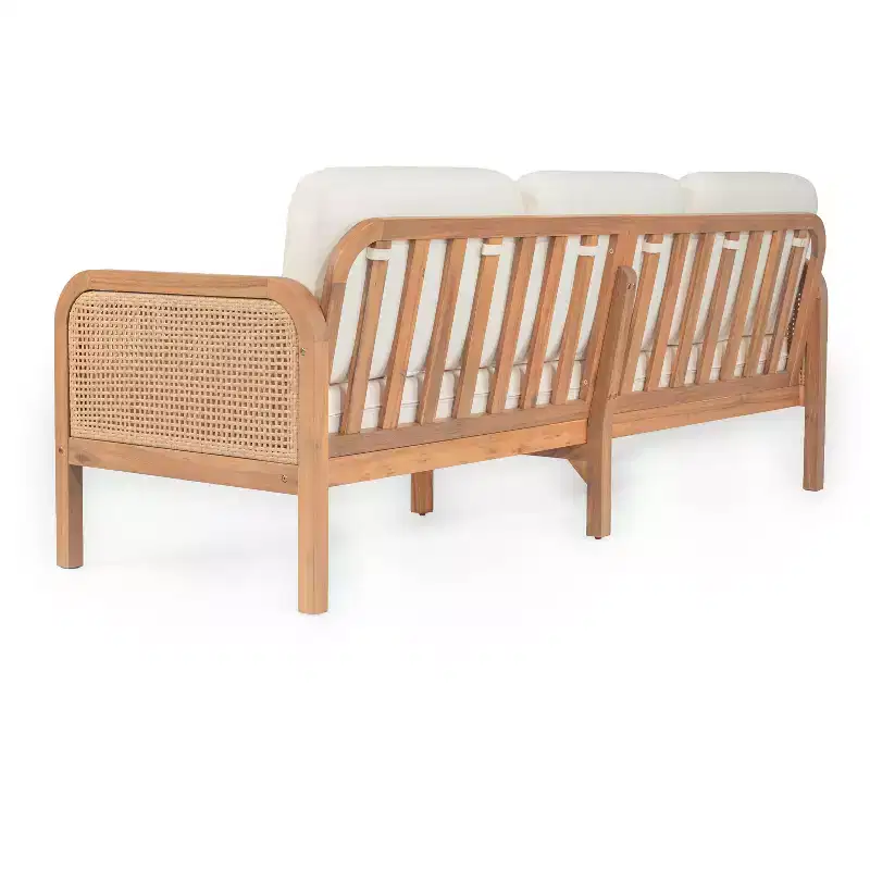 Christopher Knight Home Ximena Patio 4 Piece Farmhouse Acacia Wood Wicker Seating Set with Slatted Coffee Table