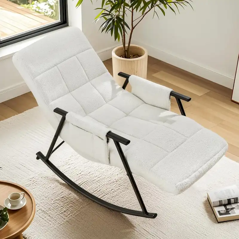 Adjustable Rocking Glider Chair with High Back, Footrest and Storage Pockets