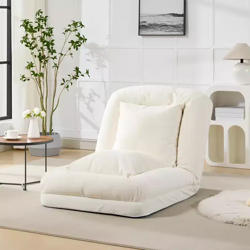 64.9 Large Bean Bag for Adult & Pets with 5 Adjustable Position, 2 Soft Pillows, Chenille Bean Bag Lounge Chaise