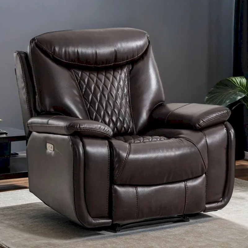 Ebello Leather Electric Power Recliner with Comfortable Footrest for Living Room