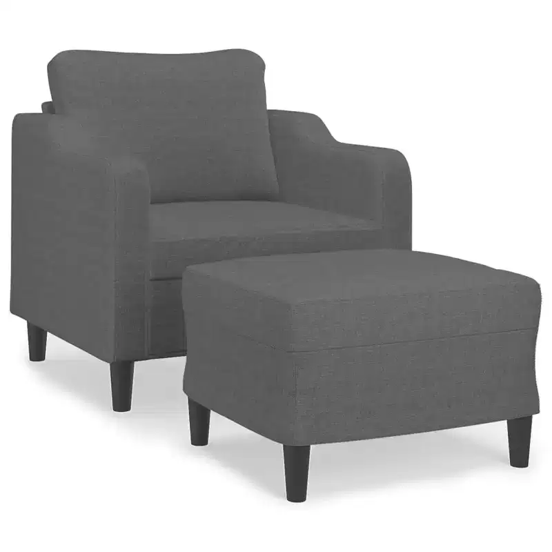 vidaXL Sofa Chair Single Sofa Armchair with Footstool for Living Room Fabric - Dark Gray