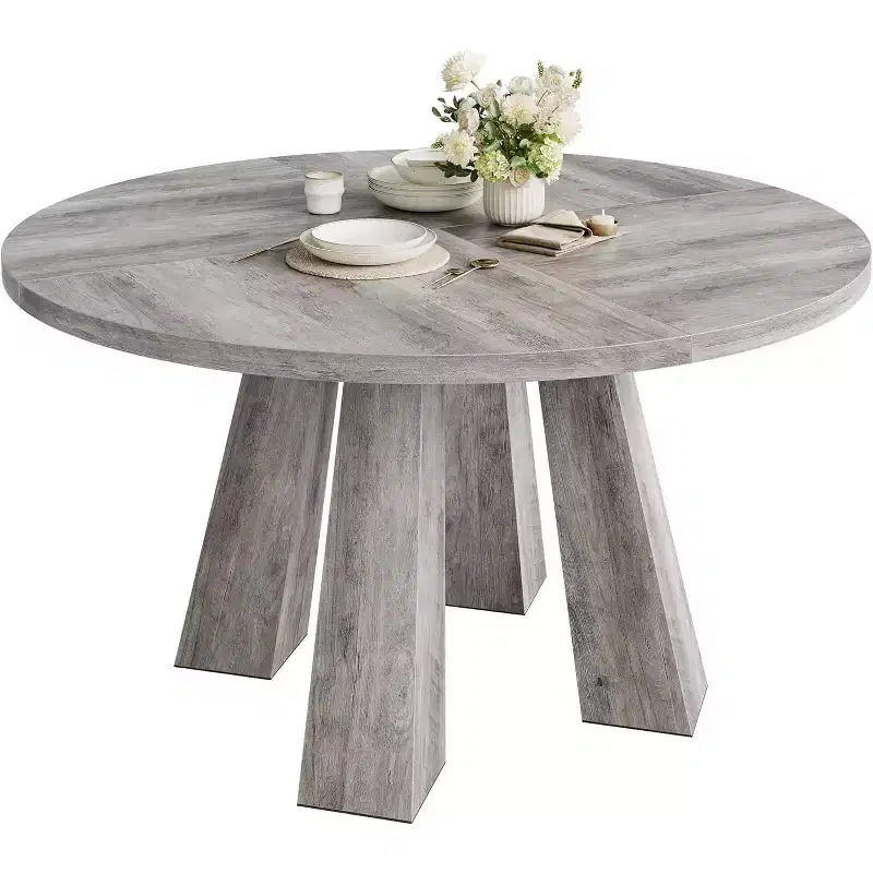 Acekool 47 Round Dining Table, Farmhouse Kitchen Table for 4, Wood Table for Dining Room, Living Room, or Kitchen