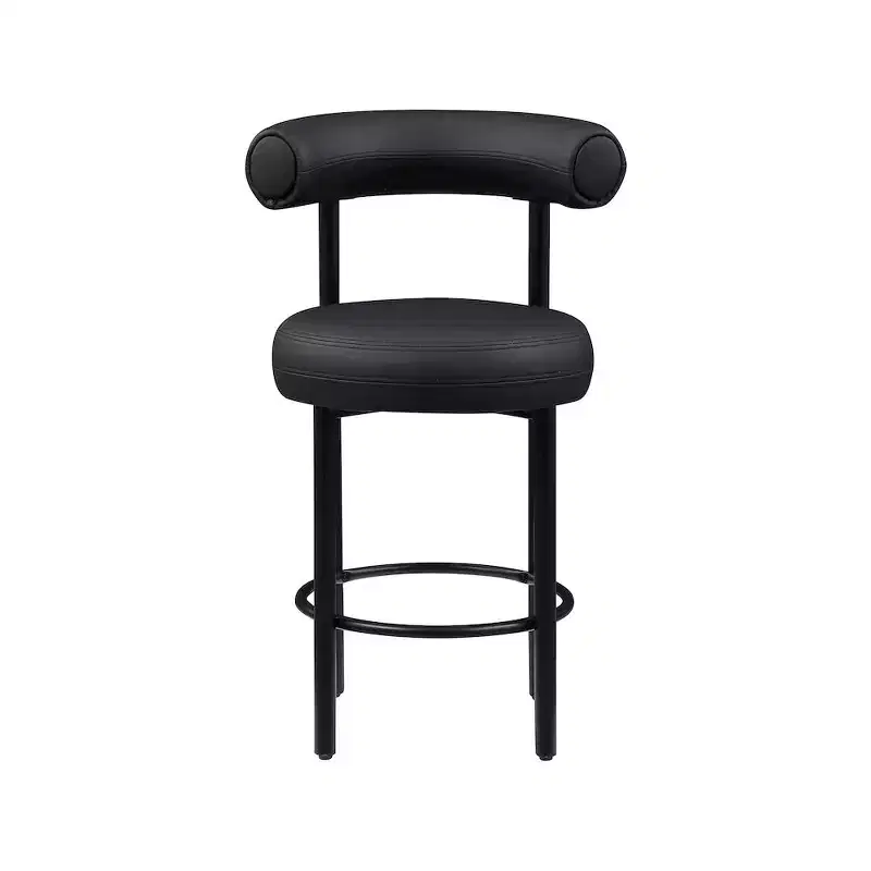 ,Bordeaux Black Vegan Leather Counter Stool,