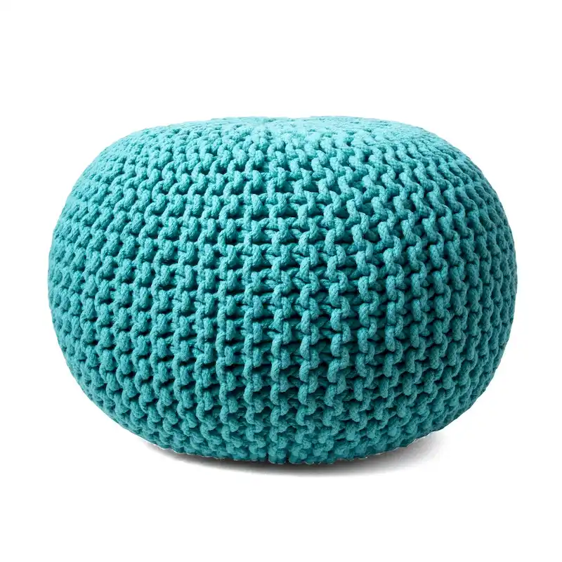 Nuloom Ling Round Knit Filled Ottoman Pouf