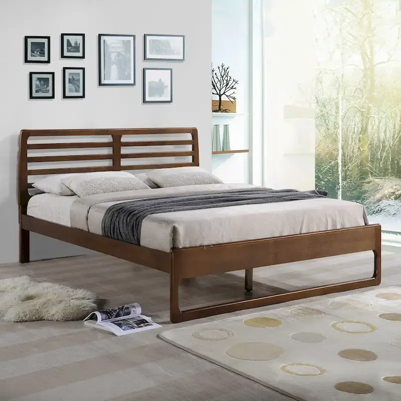 Transitional Wooden Queen Platform Bed